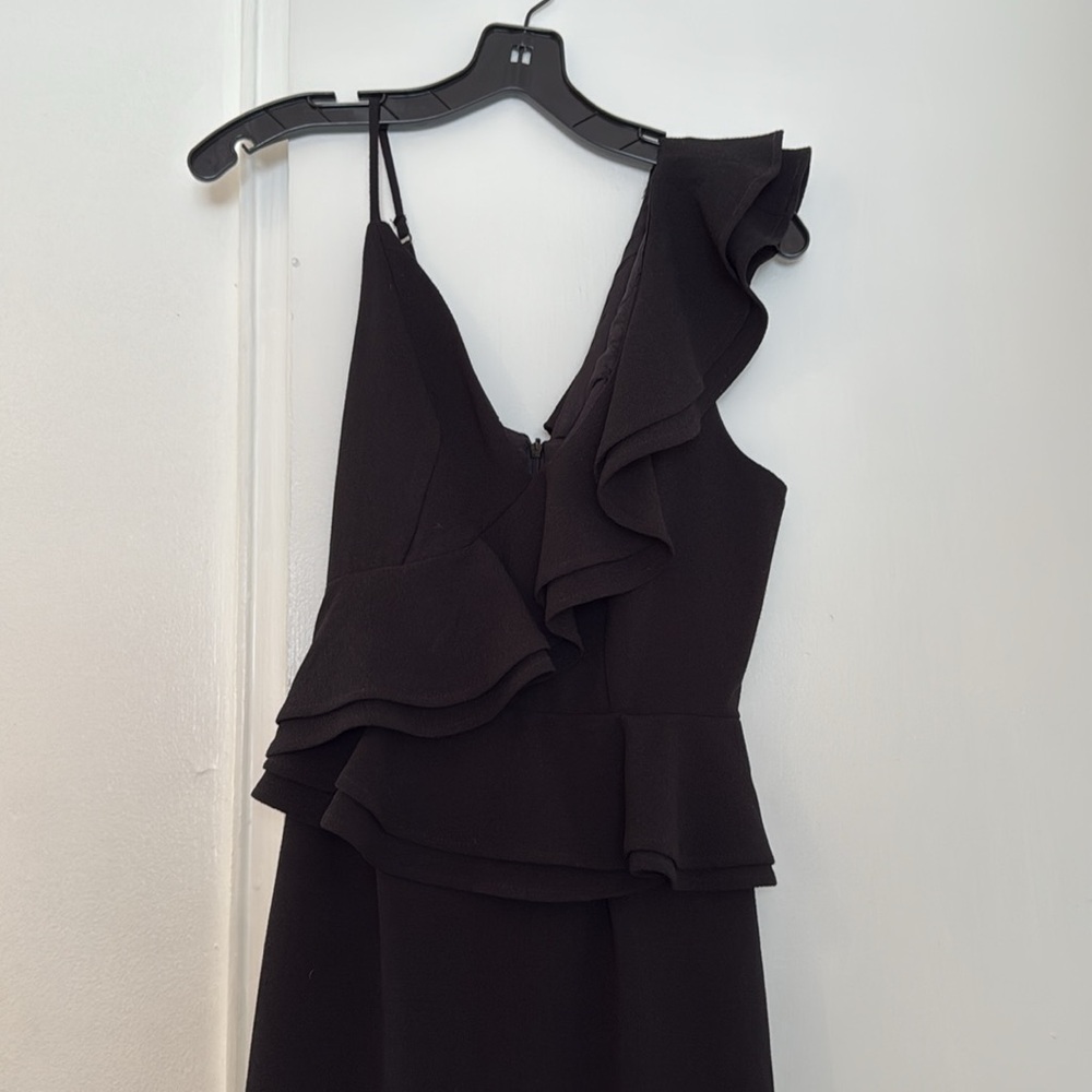 AQUA ruffle sleeveless black dress xs